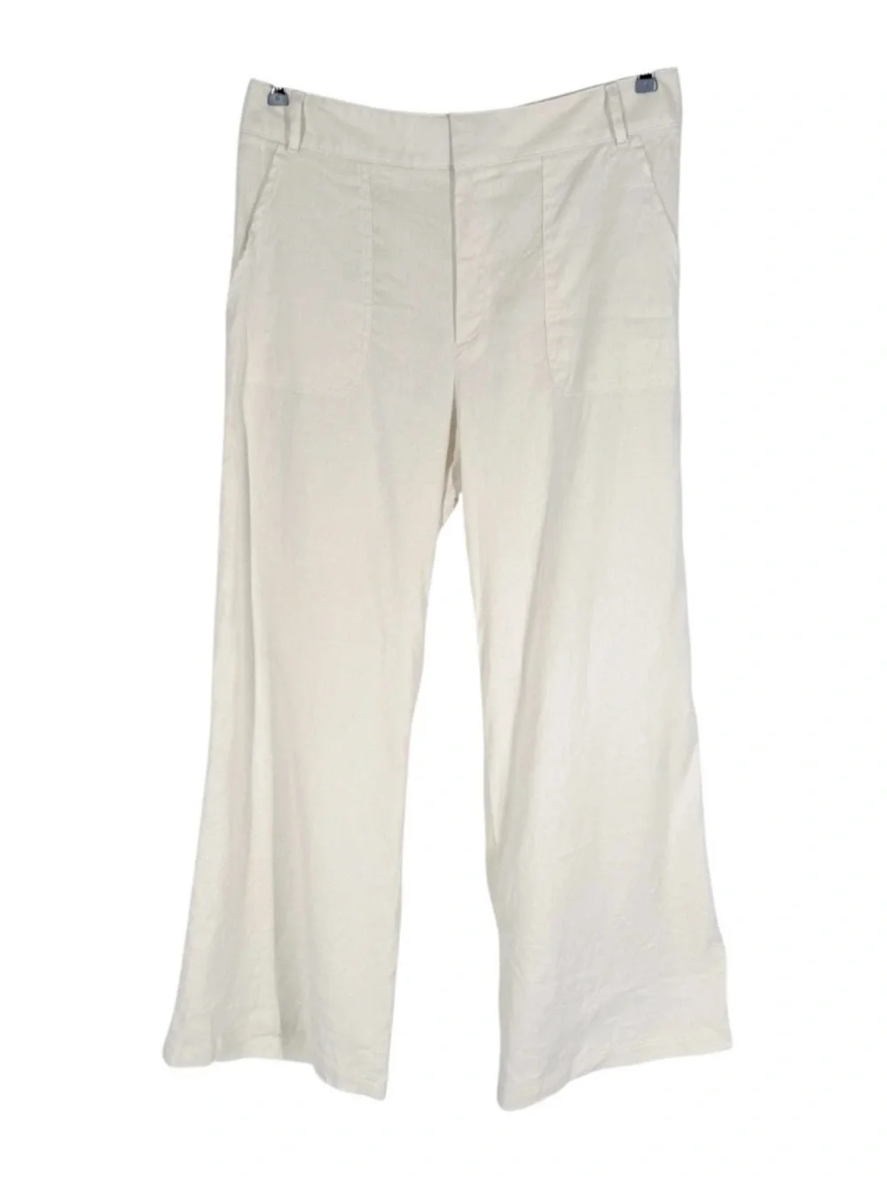 Banana Republic Wide Leg Pants Womens Size 12 Ivory Stretch Linen Cotton